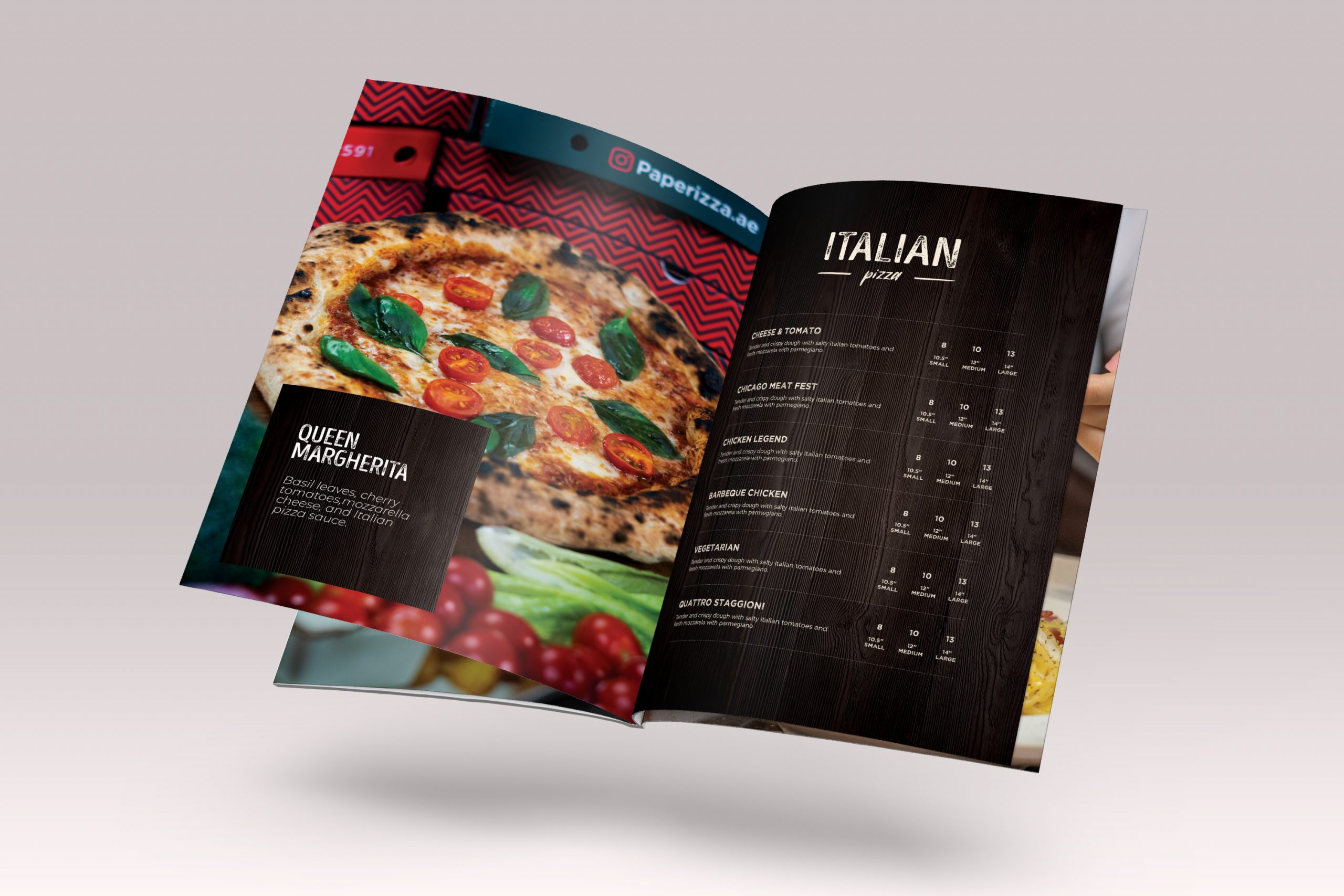 paperizza restaurant menu design